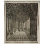 A 19TH CENTURY BLACK AND WHITE ENGRAVING OF ST. EDWARDS CHAPEL Located in the Palace of Westminster,