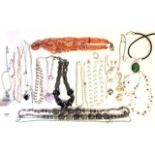 A COLLECTION OF VINTAGE COSTUME JEWELLERY Comprising a diamanté necklace, bracelet and earring set