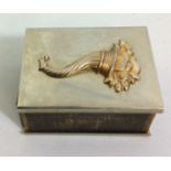 HERMÈS, A 20TH CENTURY SILVER PLATED TABLE MATCHBOX HOLDER Embossed with a floral cornucopia and