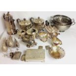 A COLLECTION OF EARLY 20TH CENTURY SILVER PLATED WARE Comprising a four piece fluted tea service,