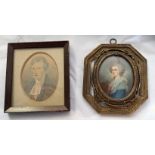 A 19TH CENTURY OVAL MINIATURE PORTRAIT OF A GENTLEMAN Along with a 20th Century oval portrait of a