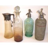 A COLLECTION OF VICTORIAN AND LATER GLASSWARE Comprising a cylindrical decanter etched with the