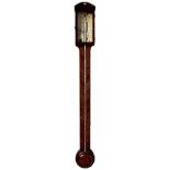 A LATE 19TH/EARLY 20TH CENTURY MAHOGANY BAROMETER Having an engraved silvered face over