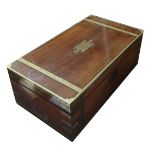 A GOOD 19TH CENTURY MAHOGANY AND BRASS BOUND MILITARY WRITING SLOPE. (51cm x 28cm x 20cm)
