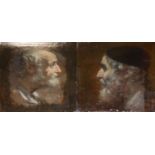 A PAIR OF 17TH CENTURY ITALIAN OIL ON PANELS Portraits of bearded gentlemen. (w 22cm x h 25cm)