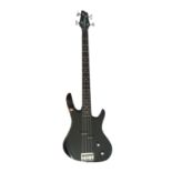 WASHBURN, AN XB100 ELECTRIC BASS GUITAR With a black finish and chrome machine heads.