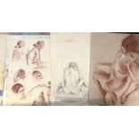 A FOLDER CONTAINING 60+ PASTEL AND PENCIL STUDIES To include nude portraits.