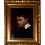 A 19TH CENTURY OIL ON CANVAS Portrait of a young boy, gilt frame. (w 50cm x h 50cm)