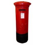 A FIBREGLASS 1.1 SCALE MODEL OF ROYAL MAIL GEORGE IV CIRCULAR POSTBOX. (diameter 65cm x h 160cm)