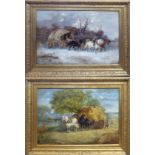 MANNER OF THOMAS SMYTHE, 1825 - 1906, A LARGE PAIR OF 19TH CENTURY OIL ON CANVAS Winter scene,
