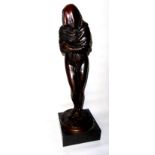 AFTER RENÉ, A BRONZE STATUE OF A SHROUDED FEMALE. (56cm)