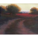 NORMAN SMITH, B. 1949, PASTEL ON PAPER Landscape, titled 'Cornfields at Dusk' signed lower right,