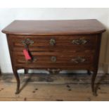 AN 18TH/19TH CENTURY FRENCH MAHOGANY CROSSBANDED COMMODE The two drawers fitted with brass handles