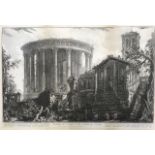 GIOVANNI BATTISTA PIRANESI, 1720 - 1778, ETCHING 'Veduta del Tempio Della Sibilla in Tivoli', framed