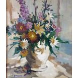 DOROTHEA SHARP, 1874 - 1955, OIL ON CANVAS Still life, flowers, signed and held in a painted