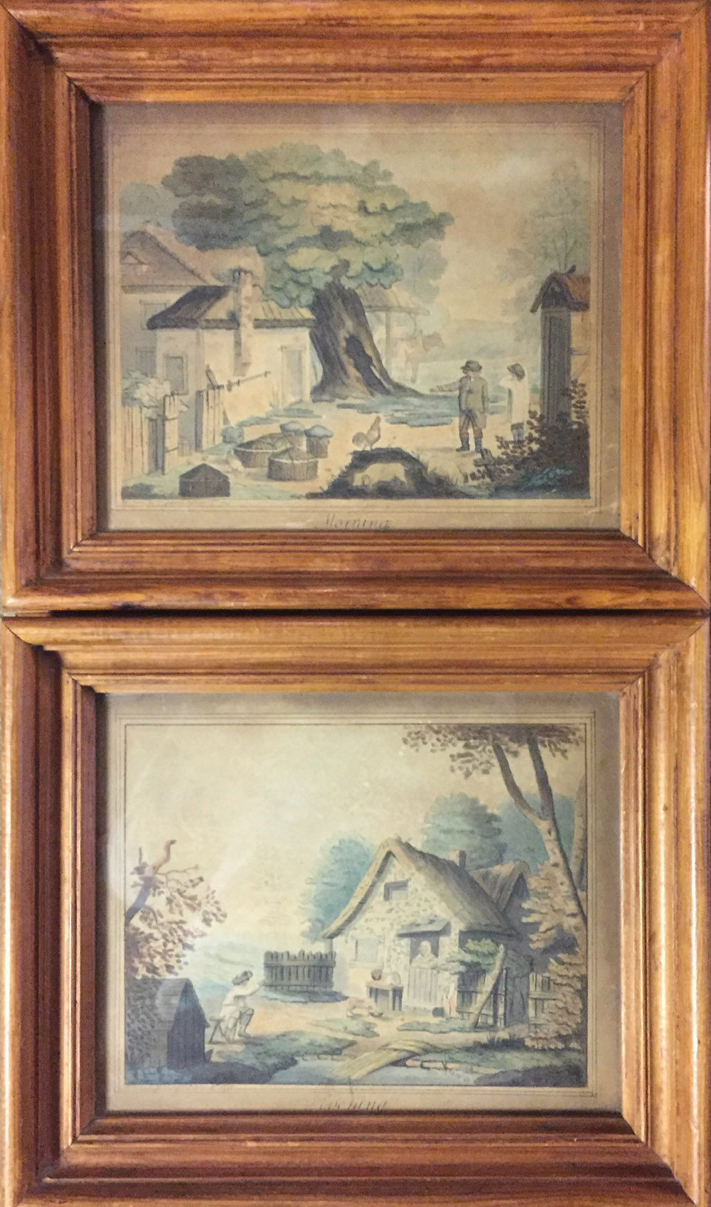 J. EDWARDS (XVIII/XIX), A PAIR OF WATERCOLOURS Rural scenes, titled 'Morning' and 'Evening', both