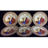 A SET OF SIX ROYAL DOULTON PORCELAIN SERIES WARE PLATES Portraits of 'The Squire'. (approx