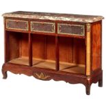 A LATE 19TH CENTURY LOUIX XIV GILT METAL MOUNTED CARTONNIER BOOKCASE The thick rectangular marble