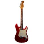 AFTER FENDER, A 'STRATOCASTER' STYLE GUITAR Cherry red finish, white scratch plate, inlaid marker