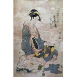 CHÔBUNSAI EISHI, 1756 - 1829, A JAPANESE WOODBLOCK PRINT Titled 'Kisegawa of the Matsubaya', a young