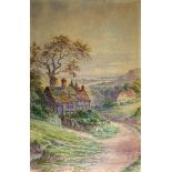 A. COLEMAN, A 19TH CENTURY WATERCOLOUR Landscape,with houses on a country path, signed and dated