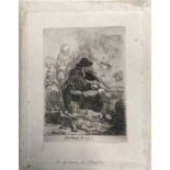 REMBRANDT HARMENSZ. VAN RIJN, ETCHING 'The Pancake Woman'. (plate 8cm x 11cm) (sheet 16cm x 12.5cm)