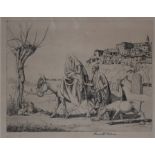 KENNETH HOLMES, 1902 - 1994, DRYPOINT ETCHING Religious scene, signed to base, framed and glazed. (