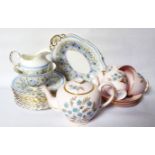 TWO VINTAGE TUSCAN PORCELAIN TEA SETS Comprising an eight piece set, with pink grounds marked '