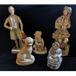 A COLLECTION OF VICTORIAN AND LATER STAFFORDSHIRE FIGURES Including a figure of The Duke of