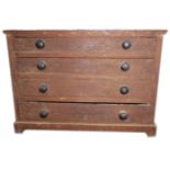A VICTORIAN OAK COLLECTORS CHEST Of four long drawers with turned knob handles. (52cm x 31cm x