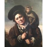 MANNER OF ANNIBALE CARRACCI, A 17TH/18TH CENTURY OIL ON CANVAS PORTRAIT OF A GIRL WITH MONKEY Held