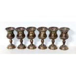 A SET OF SIX ISRAEL SILVER KIDDISH BALUSTER CUPS With embossed floral decoration, marked 'Azoreim