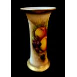 ROYAL WORCESTER, AN EARLY 20TH CENTURY PORCELAIN VASE Hand painted with fruit in the blush ivory