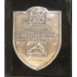 HIS MASTERS VOICE, 1937, A HALLMARKED SILVER PRESENTATION PLAQUE Celebrating the Coronation of