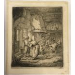 ADRIAEN VAN OSTADE, 1610 - 1685, ETCHING, CIRCA 1646 'The Peasant Settling His Debt' (plate 8.6cm