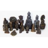 A COLLECTION OF ORIENTAL BRONZE AND BRASS MINIATURE FIGURES Including Shiva and Buddha, together