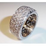 AN 18CT WHITE GOLD AND DIAMOND PAVÈ SET RING With approximately 150 round cut diamond in a pavè