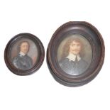 TWO 19TH CENTURY WATERCOLOUR OVAL MINIATURE PORTRAITS The Marquis of Melrose and Oliver Cromwell,