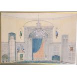 GUSTAV WIMAZAHL, VIENNESE, WATERCOLOUR Interior scene, framed and glazed. (51cm x 43cm)