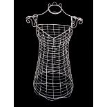 A CONTEMPORARY PAINTED WIREWORK MANNEQUIN Female torso frame with scrolled shoulders, together