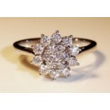 AN 18CT WHITE GOLD AND DIAMOND CLUSTER RING Daisy form set with seventeen round cut diamond (size