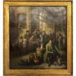 MANNER OF PIETRO FABRIS, ACTIVE 1740 - 1792, OIL ON CANVAS 18th Century interior tavern scene,