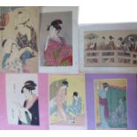 AFTER KITAGAWA UTAMARO, A COLLECTION OF SIX 19TH/20TH CENTURY JAPANESE WOODBLOCK PRINTS Beautiful