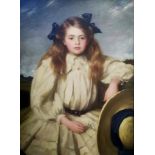 I. COOKE, 1900, AN EARLY 20TH CENTURY OIL ON CANVAS Portrait of a young girl wearing Edwardian style