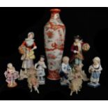 EIGHT ANTIQUE PORCELAIN FIGURES To include a pair of 19th Century Sampson figures, and some late