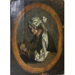A 17TH/18TH CENTURY GERMAN OIL ON PAPER LAID TO PANEL Portrait of a woman, bearing indistinct