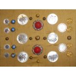 A COLLECTION OF EARLY 20TH CENTURY CHINESE SILVER, MOTHER OF PEARL AND CINNABAR LACQUERED BUTTONS
