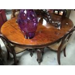 Mahogany Oval Table with Turned Legs and Castors