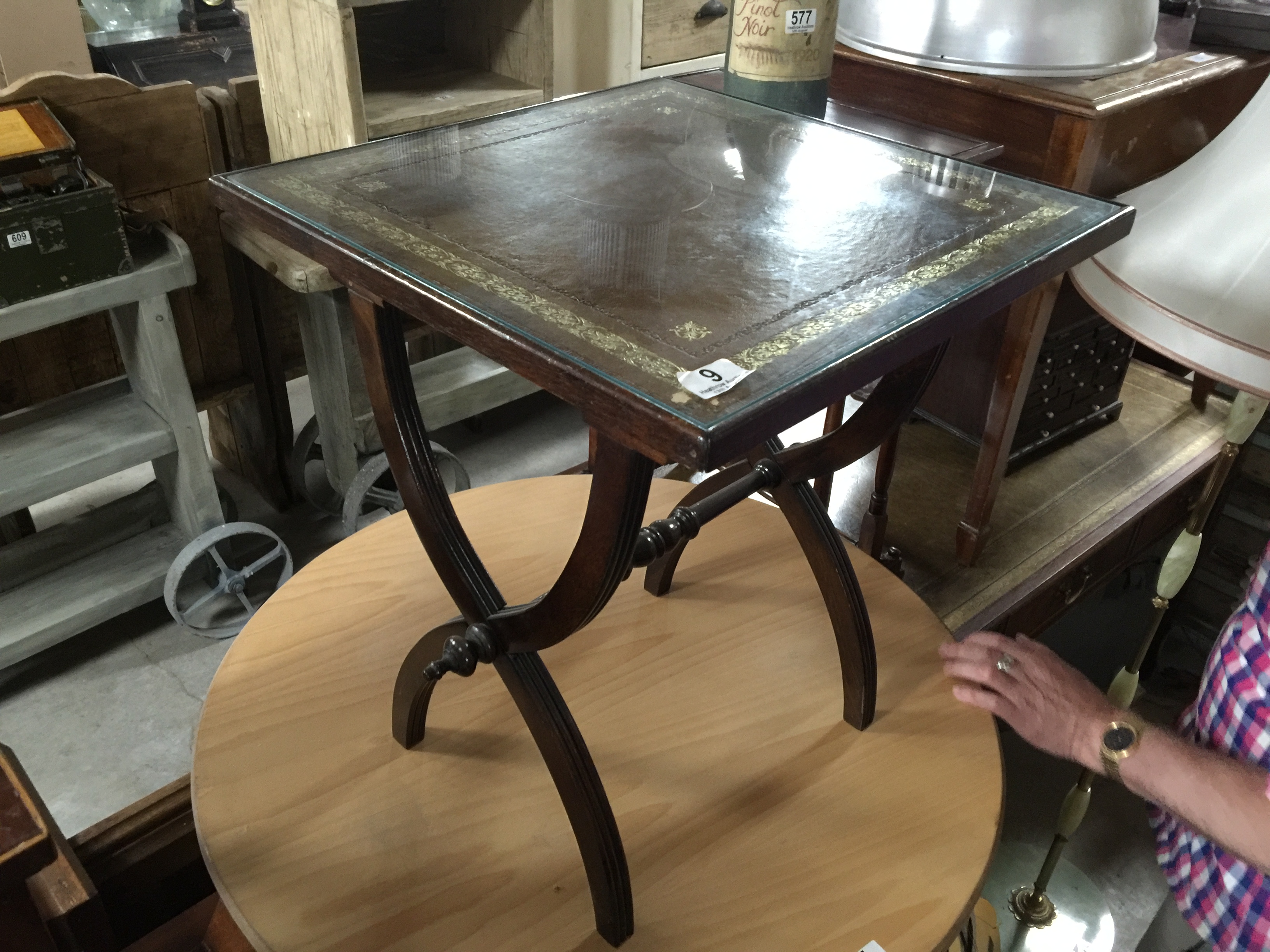 Mahogany Glass Top Side Table