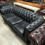 Black Button Back Chesterfield Sofa in Good Condition